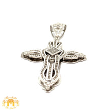 Load image into Gallery viewer, 4.25ct Diamonds 14k White Gold Cross Pendant with Round and Princess Cut Diamonds