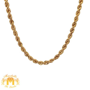 14k Yellow Gold and Diamond Jesus Head Pendant and 14k Yellow Gold Rope Chain Set