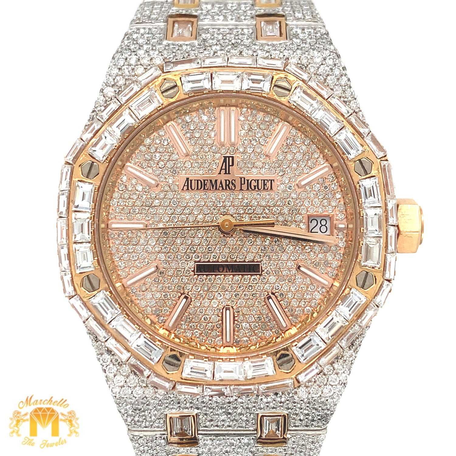 Iced out 37mm Audemars Piguet Two-tone Rose Gold AP Diamond Watch