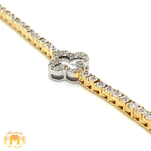 Gold and Diamond Tennis Chain with Flowers