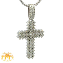 Load image into Gallery viewer, 9.98ct Diamonds 14k Gold Extra Large Cross with Round Diamonds and 3mm Ice Link Chain Set(choose your color)