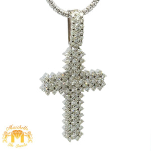 9.98ct Diamonds 14k Gold Extra Large Cross with Round Diamonds and 3mm Ice Link Chain Set(choose your color)