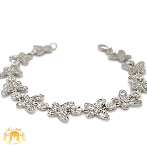 Butterfly Ladies`Gold and Diamond Bracelet with Baguette and Round Diamonds(choose gold color)