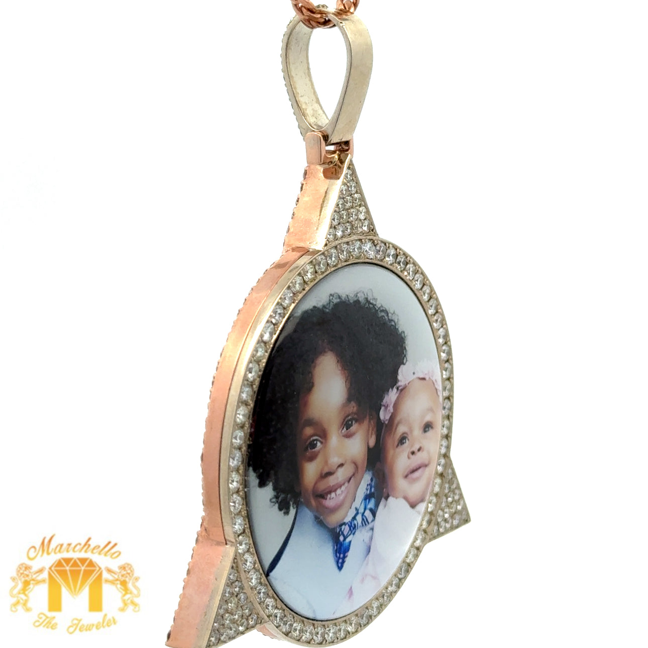 11ct diamonds 14k Two-Tone Gold Picture Pendant with Round Diamonds