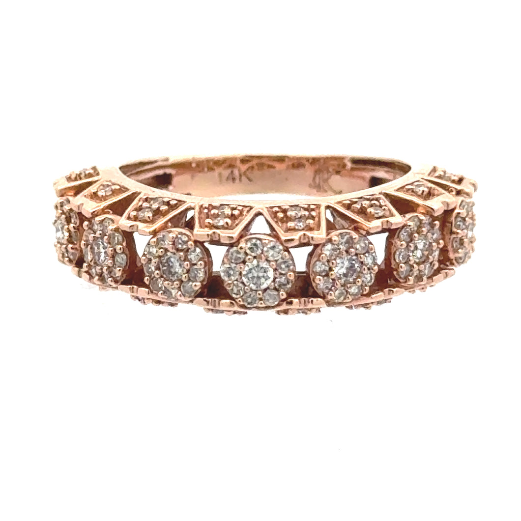 14k Rose Gold and Diamond Band with Round Diamonds