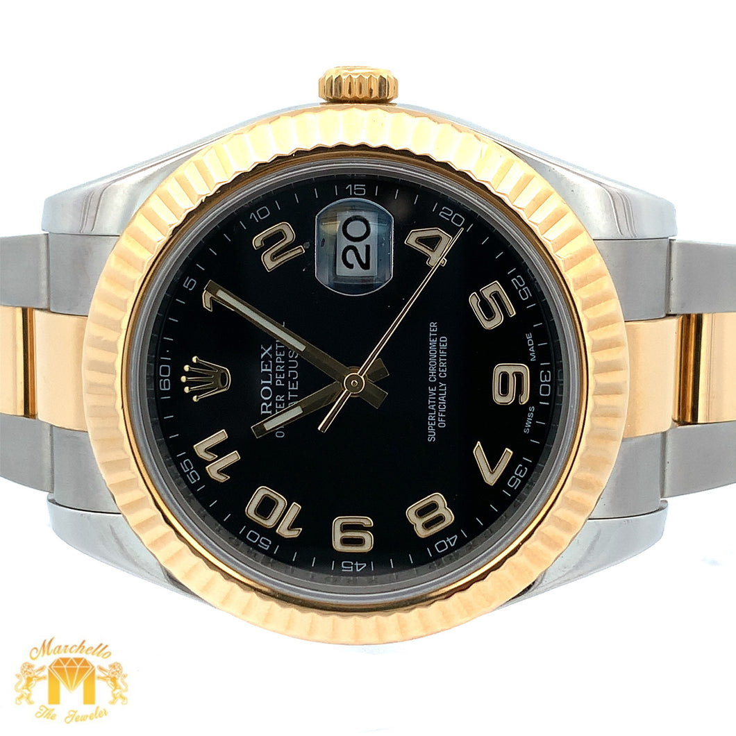 41mm Rolex Watch with Two-Tone Oyster Bracelet (fluted bezel, black dial)