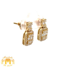 Load image into Gallery viewer, 14k Yellow Gold and Diamond Earrings with Baguette and Round Diamonds