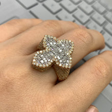 Load image into Gallery viewer, Gold and Diamond Cross Ring with Round and Baguette Diamonds (choose your color)