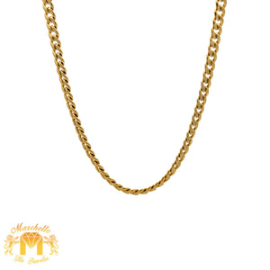 14k Yellow Gold and Diamond Basketball Hoop Pendant and 14k Yellow Gold Cuban Link Chain Set