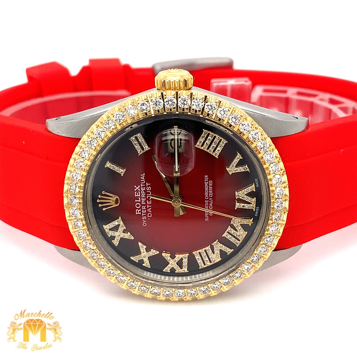 36mm Rolex Datejust Watch with Rubber Band (choose your color)