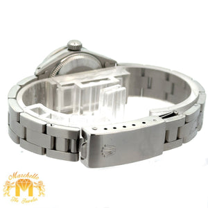 26mm Rolex Diamond Watch with Stainless Steel Oyster Bracelet (custom diamond dial, custom diamond bezel)