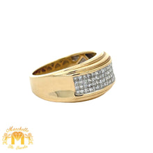 Load image into Gallery viewer, 14k Yellow Gold and Diamond Wedding Band with Princess Cut Diamonds