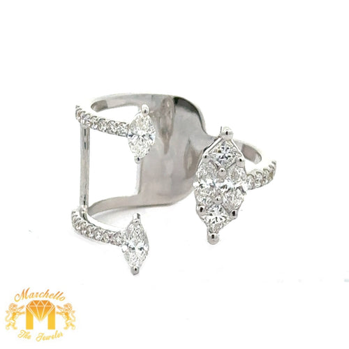 VVS/vs high clarity of diamonds set in a 18k White Gold Ladies` Ring with Combination of Fancy Shapes
