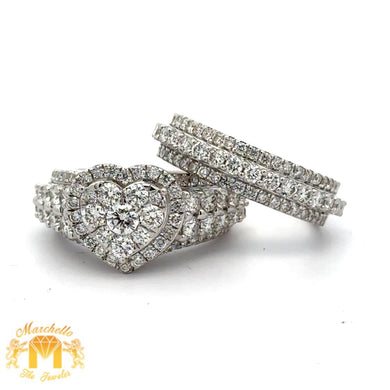 3ct diamonds 14k White Gold Heart shape 2-piece Bridal Set with Round Diamonds
