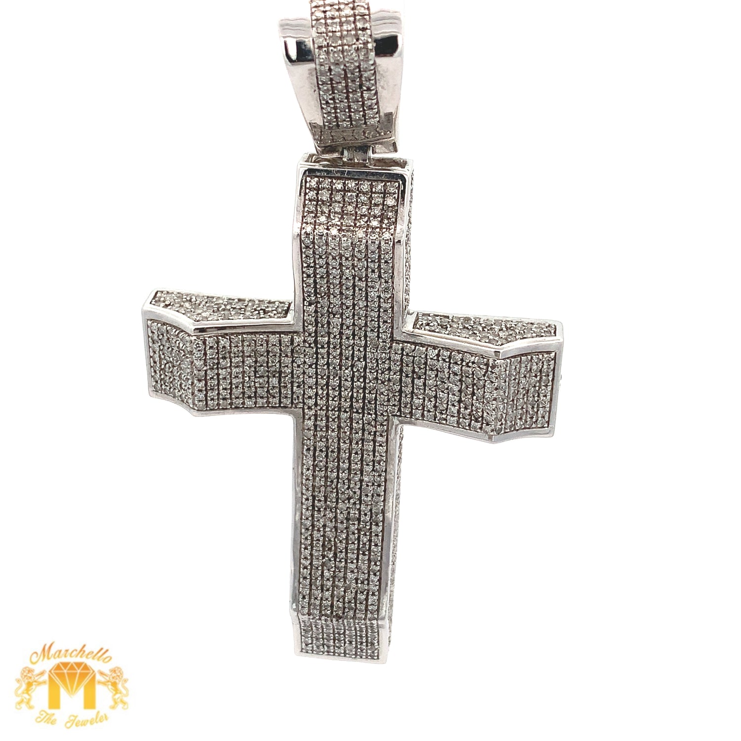 4ct Diamonds and White Gold Cross Pendant with Round Diamonds