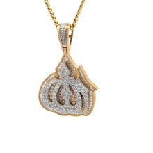 Load image into Gallery viewer, 14k two-tone gold: yellow and white gold Allah pendant and Yellow Gold Cuban Chain