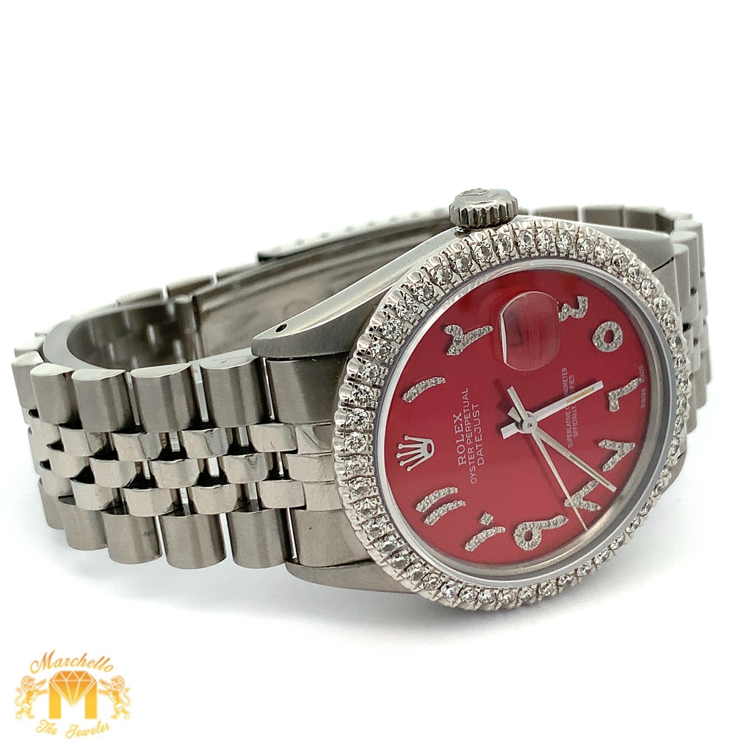 36mm Rolex Diamond Watch with Stainless Steel Jubilee Bracelet