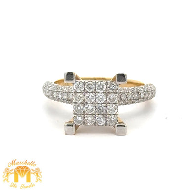 14k Two-Tone: White and Yellow Gold Ladies` Ring with Round Diamonds