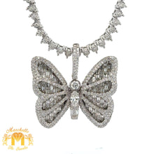 Load image into Gallery viewer, 4 piece deal: 3.42ct diamonds 14k White Gold Solid Butterfly Pendant and White Gold Martini Style Chain with Diamonds Set