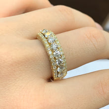 Load image into Gallery viewer, 14k Yellow Gold and Diamond Wedding Band with Round Diamonds