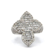 Load image into Gallery viewer, Gold and Diamond Cross Ring with Round and Baguette Diamonds (choose your color)