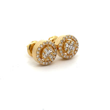 Load image into Gallery viewer, 14k Yellow Gold and Diamond Round Earrings