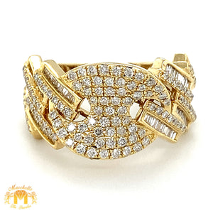 14k Gold Hybrid Cuban Style Diamond Ring (choose a color)