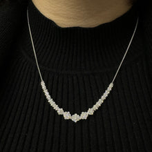 Load image into Gallery viewer, 14k white gold and diamond V shape Flower design Fancy Necklace