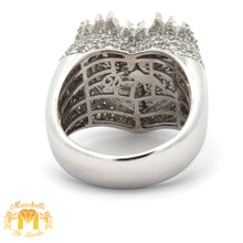 Load image into Gallery viewer, 3ct Diamonds and White Gold Large Heart on Fire Ring with Baguette and Round Diamonds