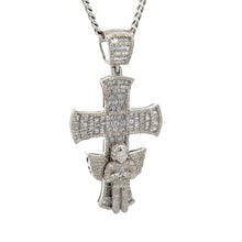 Load image into Gallery viewer, Gold and Diamond Cross Pendant and Gold Cuban Chain (choose your color)