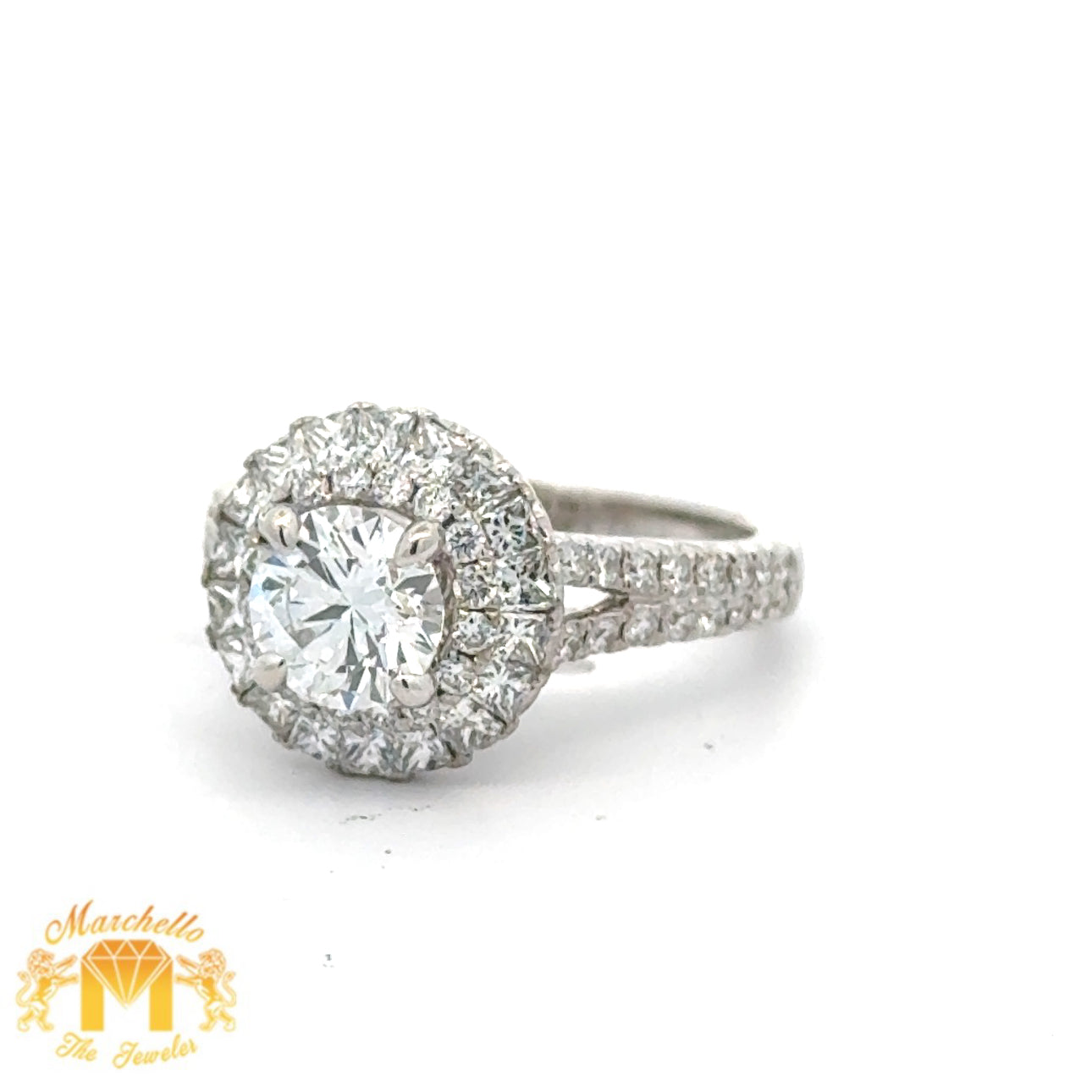 18k White Gold and Diamond Engagement Ring (Limited Edition Princess-Cut Halo)