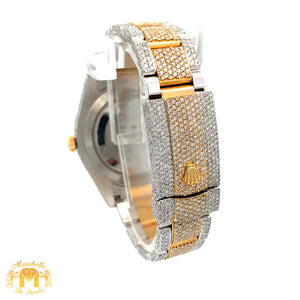 Iced out 41mm Rolex Diamond Watch with Two-Tone Oyster Bracelet