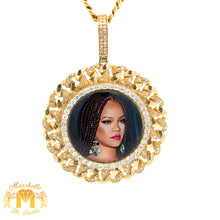 Load image into Gallery viewer, 14k Yellow Gold and Diamond Picture Pendant and Yellow Gold Cuban Link Chain