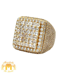 12.60ct diamonds 14k Yellow Gold and Diamond Men`s Ring with Round and Princess cut Diamonds