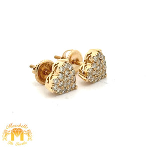 14k yellow gold and diamond Heart Earrings with Round Diamonds