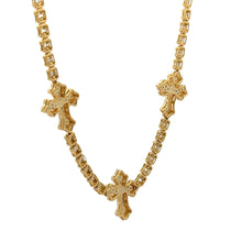 Load image into Gallery viewer, 5.38ct Diamond and Gold Cross Necklace with Round Diamonds (choose your color)