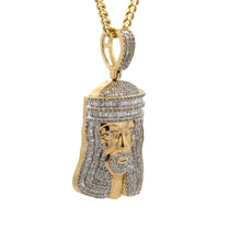 Load image into Gallery viewer, Yellow Gold and Diamond Jesus Head Pendant and Yellow Gold Cuban Chain