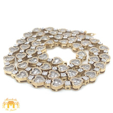 Load image into Gallery viewer, 3.90ct Diamond Tennis Heart Gold Chain with Round and Baguette Diamond