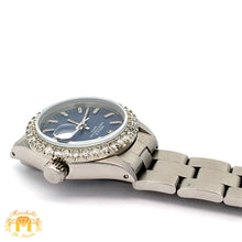 Load image into Gallery viewer, 26mm Ladies`Rolex Watch with Stainless Steel Oyster Bracelet (diamond bezel, blue dial)