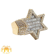 Load image into Gallery viewer, Yellow Gold and Diamond Star of David Ring with Baguette and Round Diamonds