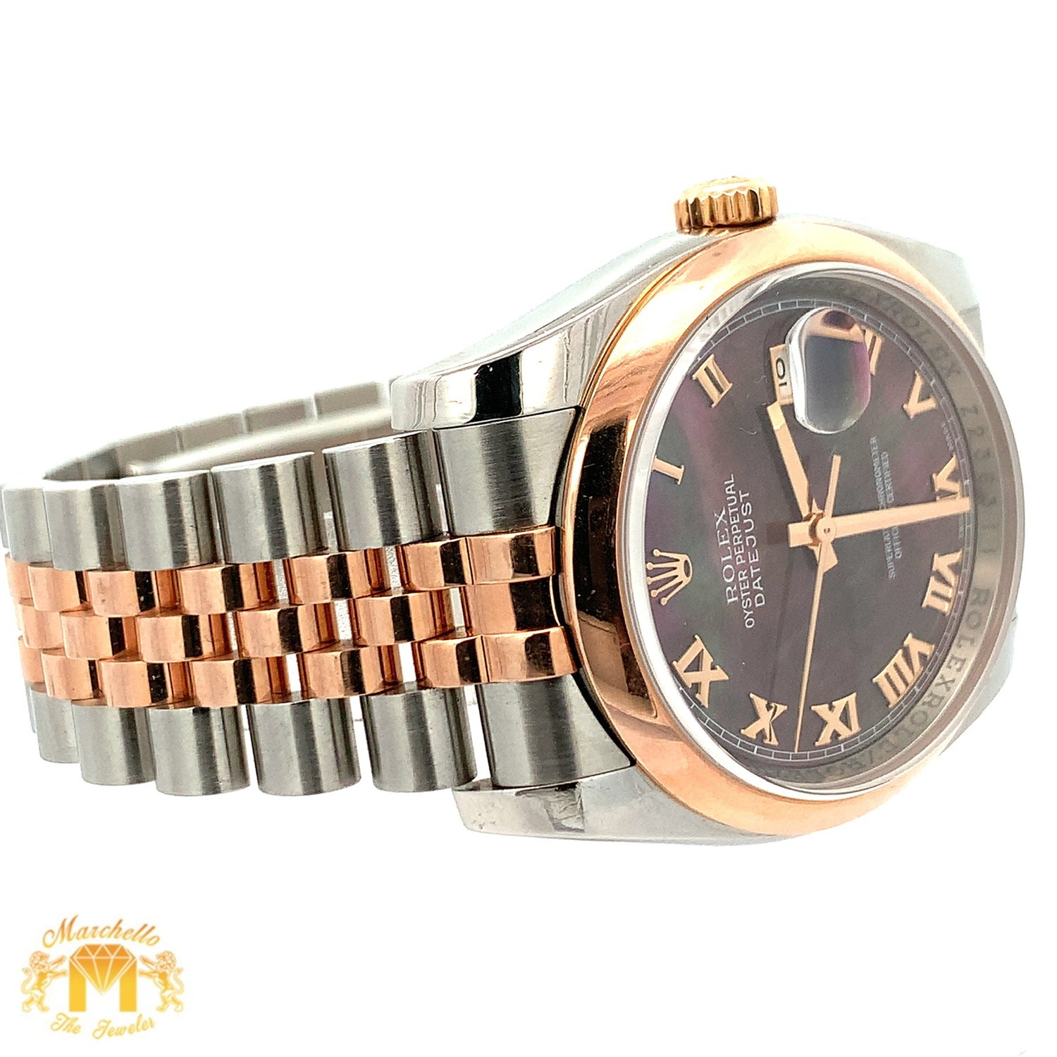 Full factory 36mm Rolex Watch with Two-Tone Jubilee Bracelet (Mother of pearl (MOP) dial with Roman numerals)