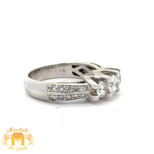 14k White Gold and Diamond Wedding Band with Round Diamonds