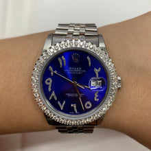 Load image into Gallery viewer, 36mm Rolex Diamond Watch with Stainless Steel Jubilee Bracelet (Navy blue dial with diamonds)