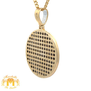 14k Yellow Gold and Diamond Picture Pendant and 14k Yellow Gold Cuban Link Chain Set