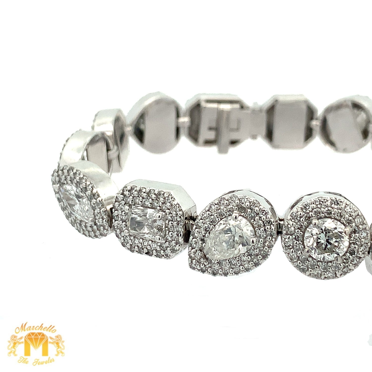 22ct diamonds 14k White Gold Ladies`Diamond Bracelet with Combination of Fancy Shapes