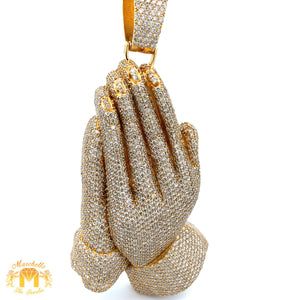 50ct Diamonds Yellow Gold Praying Hand Pendant