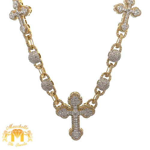 14.98ct diamonds Yellow Gold Cross Necklace with balls