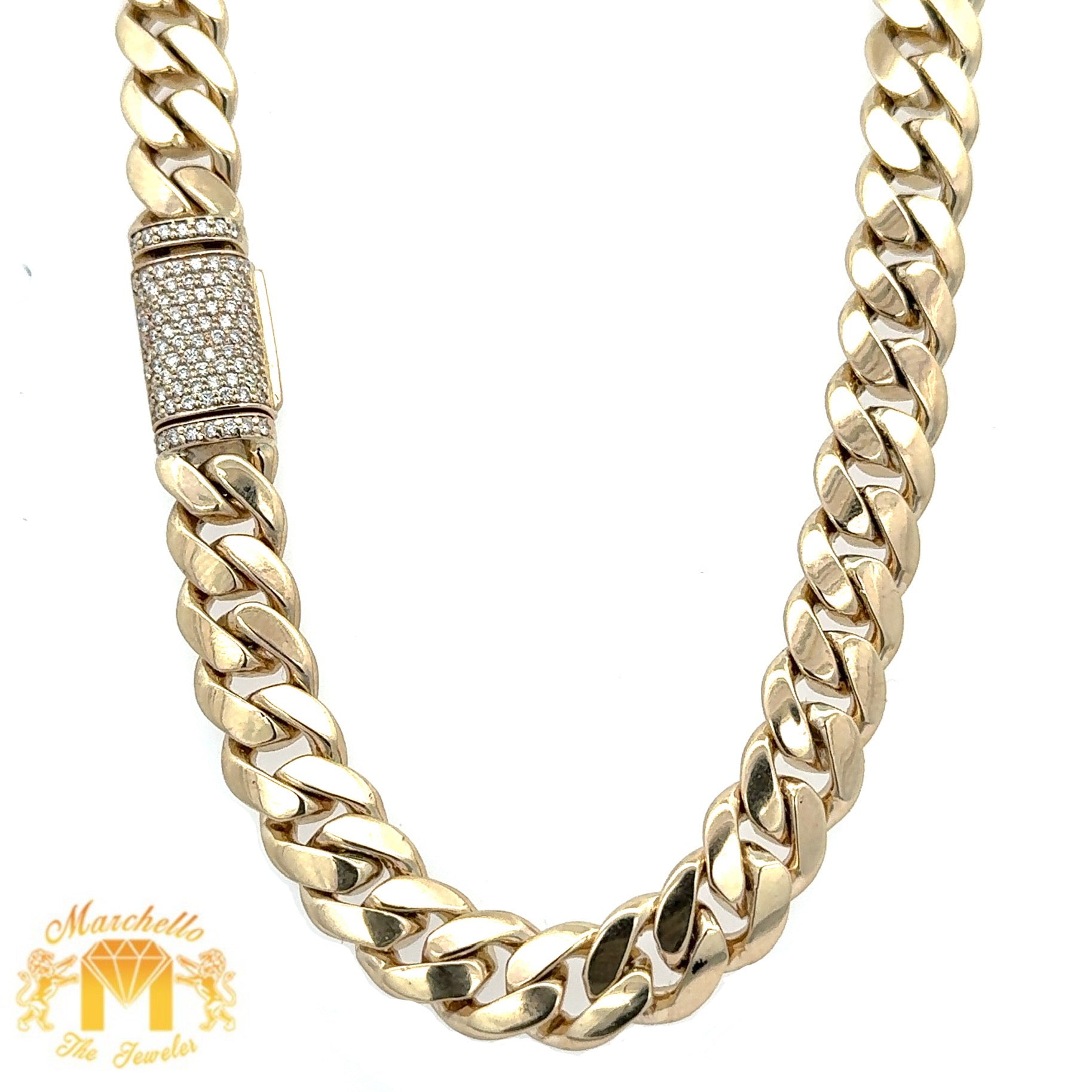 14k Yellow Gold and Diamond 9mm grams Miami Cuban Chain – MTJ
