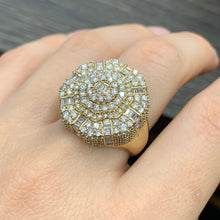 Load image into Gallery viewer, 3.95ct diamonds 14k Yellow Gold Men`s Ring with Baguette Diamonds