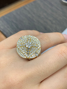 14k Yellow Gold and Diamond Men`s Ring with Baguette and Round Diamonds